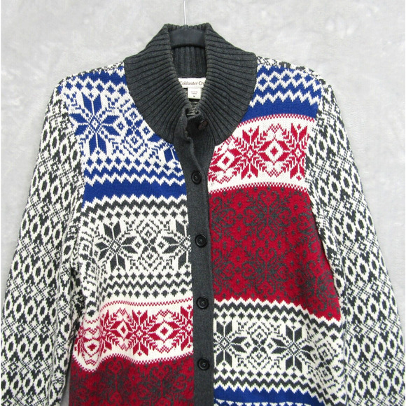 Coldwater Creek Sweater Womens Medium Fair Isle Nordic Buttons Dale Grandma Core - Picture 2 of 11